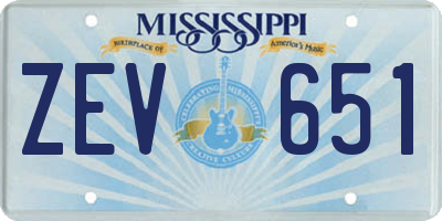 MS license plate ZEV651