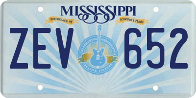 MS license plate ZEV652