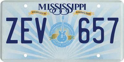 MS license plate ZEV657