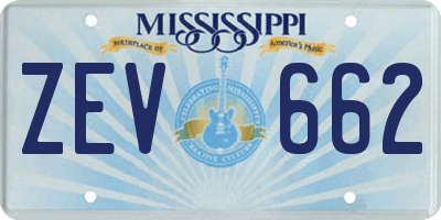 MS license plate ZEV662
