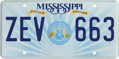 MS license plate ZEV663