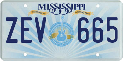 MS license plate ZEV665