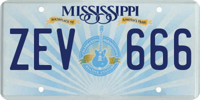 MS license plate ZEV666