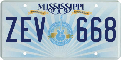 MS license plate ZEV668