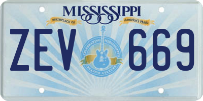 MS license plate ZEV669