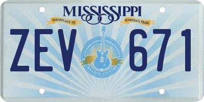 MS license plate ZEV671