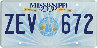 MS license plate ZEV672