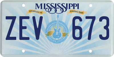 MS license plate ZEV673