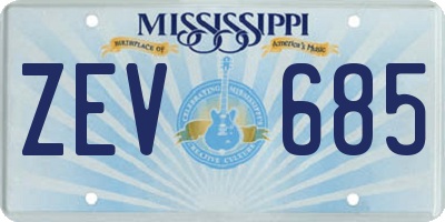 MS license plate ZEV685