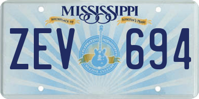 MS license plate ZEV694