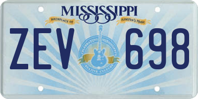 MS license plate ZEV698