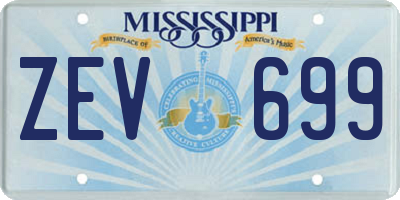 MS license plate ZEV699