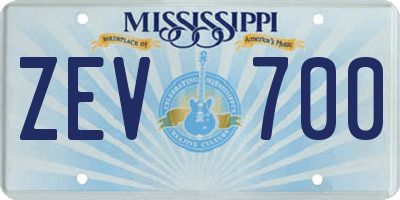 MS license plate ZEV700