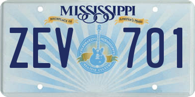 MS license plate ZEV701