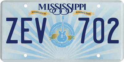 MS license plate ZEV702
