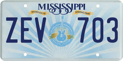 MS license plate ZEV703