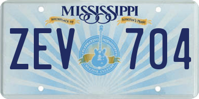 MS license plate ZEV704
