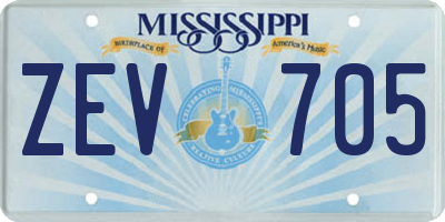 MS license plate ZEV705