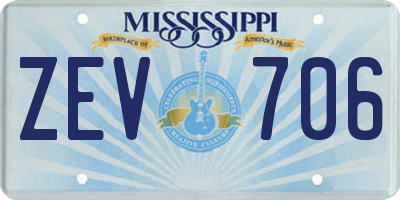 MS license plate ZEV706