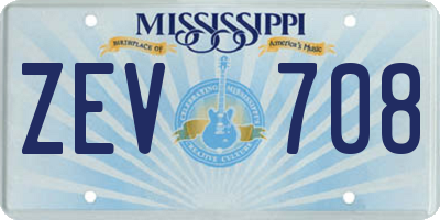 MS license plate ZEV708