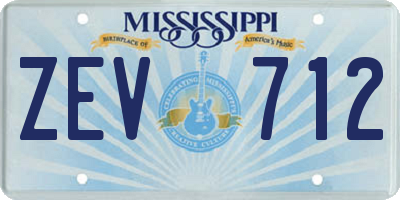 MS license plate ZEV712