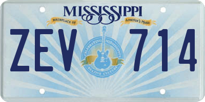 MS license plate ZEV714