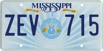 MS license plate ZEV715