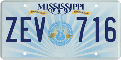 MS license plate ZEV716