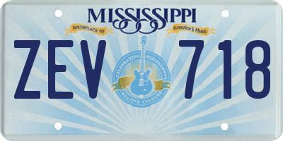 MS license plate ZEV718