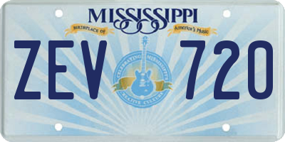 MS license plate ZEV720