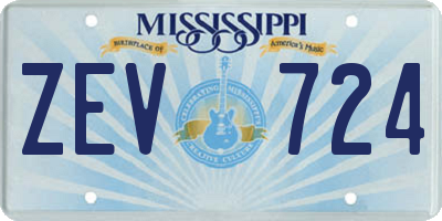MS license plate ZEV724