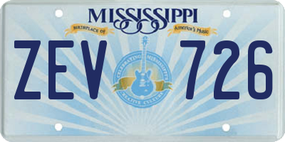MS license plate ZEV726