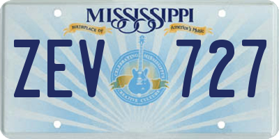 MS license plate ZEV727