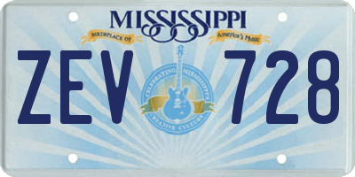 MS license plate ZEV728