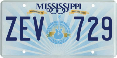MS license plate ZEV729