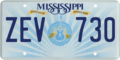 MS license plate ZEV730