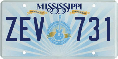 MS license plate ZEV731