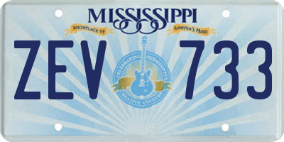 MS license plate ZEV733