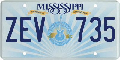MS license plate ZEV735