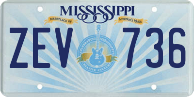 MS license plate ZEV736