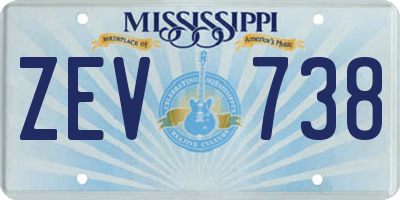 MS license plate ZEV738