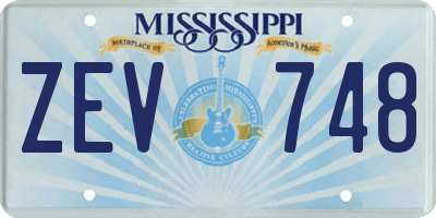MS license plate ZEV748