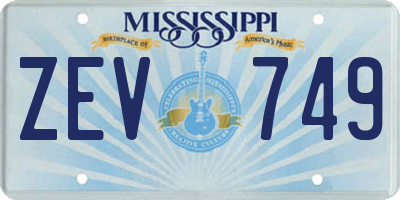 MS license plate ZEV749