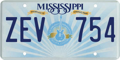 MS license plate ZEV754