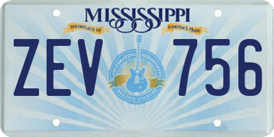 MS license plate ZEV756