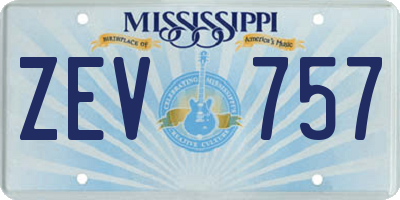 MS license plate ZEV757