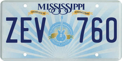 MS license plate ZEV760