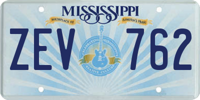 MS license plate ZEV762