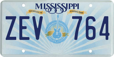 MS license plate ZEV764