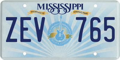 MS license plate ZEV765